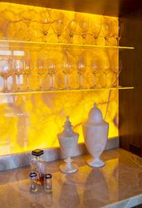 แผ่นหินโอนิกซ์สีเหลืองน้ำผึ้งสีเหลืองและกระเบื้องหินอ่อนสำหรับกำแพงหินหินอ่อนลายเสือสีเหลืองดีไซน์ใหม่ - Product Image 2