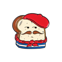 Badges et épingles en émail personnalisés pour artistes et petites entreprises, commandes en gros, designs sur mesure, motifs pain grillé, tendance et adorables