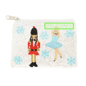 Vente chaude femmes Vintage perlé noël brodé porte-monnaie à la main perles colorées fermeture à glissière dernière conception de mode - Product Image 1