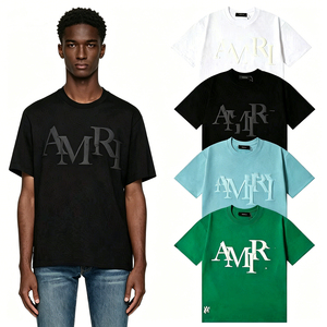 Camiseta de Verano Vintage con Cuello Redondo y Manga Corta para Hombre, 100% Algodón, Ecológica, Transpirable, Directo de Fábrica, 1 Pieza, Lisa, Halcyon - Product Image 1