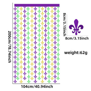 Décoration de fête, rideau de pluie irisée en PET, violet, vert, or, trois couleurs, fond à franges, utilisation intérieure, Nouvelle-<span class=keywords><strong>Orléans</strong></span> - Product Image 2