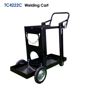 2 Tiers Steel Welding Machine <b>Trolley</b> Cart Universal Rolling MIG Welder Gas Cylinder Cart with 2 Zinc Chains 7 Inch Wheels - Product Image 1