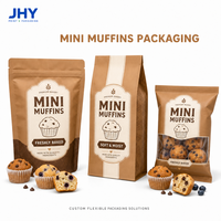 Emballage alimentaire personnalisé imprimé pour mini-muffins et brownie bites, durable et résistant à l'humidité, pour sachets souples à fond plat
