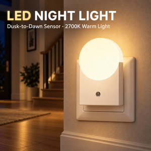 Sensor Night <b>Light</b> LED Night <b>Light</b> <b>Plug</b> In Automatic Brightness <b>Light</b> Sensor Energy Saving Lamp 2700k Warm White Lighting - Product Image 1