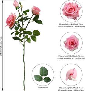 Fleurs artificielles de haute qualité en soie, roses au toucher réel, revêtement en latex, fausses fleurs décoratives pour mariage, fête, anniversaire, salle d'exposition - Product Image 4