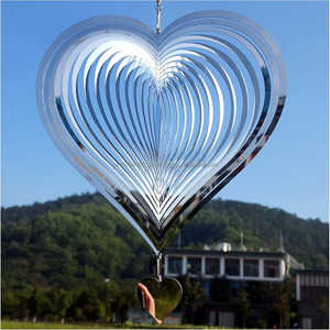 Molinillo de Viento 3D con Forma de Corazón, Degradado, Colgante, de Acero Inoxidable, Ideal para Regalo, Decoración de Jardín, Esculturas Activas del Viento - Product Image 3