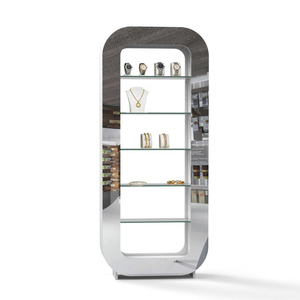 Présentoir de Luxe Incurvé Personnalisé pour Montres, Présentoir de Sol pour Bracelets, Présentoir à Bijoux pour Magasin avec Étagères en Verre - Product Image 1