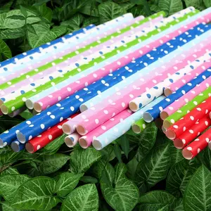 Eco-friendly Disposable Colored Bubble Tea Straw Coffee Cup Straw Flexible 200mm Party Cups Paper Drinking Straws For Xmas