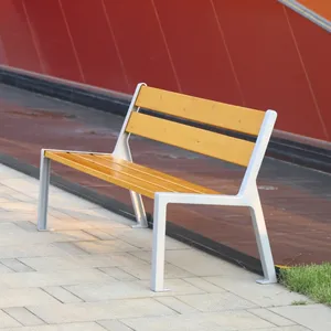 Knockdown Aluminium Poten Met Houten Stoel Tuinvrije Tijd Lange Stoel Outdoor Park Bank Voor Stedelijke Openbare Plaatsen