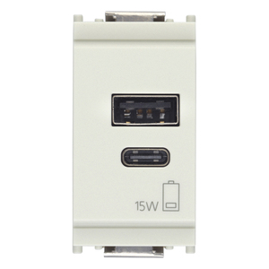 Adaptateur secteur USB 5V 3A 15W avec ports USB A et C blanc - Product Image 1