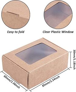 Rectangle Kraft Paper Boxes with Clear <b>Window</b> for Wedding Party Favor Treats, Mother's Day Gift, Bakery and Jewelry Package - Product Image 2