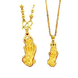 Gold Plated Pixiu Necklace Charm Pendant for Couple Men Women Wealth Lucky Attract Amulet Feng Shui <b>Coin</b> PiXiu Necklace Pendant - Product Image 1