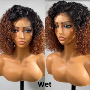 Peluca de Cabello Humano Rizado Bob con Ombre Marrón Miel 4C sin Pegamento, Estilo 4x4 5x7, Lista para Usar, Proveedor de Pelucas de Cabello Humano sin Pegamento - Product Image 4