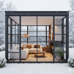 METGOOD - Invernadero de Aluminio y Vidrio Insonorizado para Jardín, Oficina o Terraza, Espacio de Trabajo Remoto para Tres Estaciones - Product Image 5