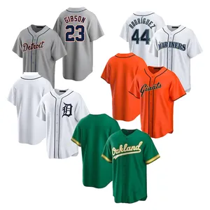 Kaus kustom kualitas tinggi pria, kaos Baseball berkancing olahraga bercetak untuk lelaki
