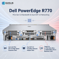 Serveur Rack Dell PowerEdge R770 2U, double processeur Xeon 6, 32 emplacements DDR5, PCIe Gen5, faible latence, serveur de développement et de test d'ingénierie