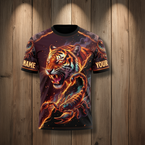 Maglietta personalizzata Tiger Scorpion Fire Fantasy AOP con design del nome personalizzato - Product Image 3