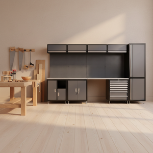 Banc de travail mobile moderne en acier avec armoire de rangement, prises électriques et éclairage, personnalisable, support OEM - Product Image 1