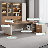 Scrivania Direzionale Minimalista Moderna a L in Legno per Uso Commerciale, Scrivania da Lavoro per Presidente o Capo con Mobile Laterale