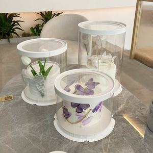 Высокое качество белый круглый торт подарочные коробки прозрачный высокий свадебный торт упаковочная коробка прозрачная крышка - Product Image 1