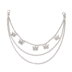 Cadena de cintura metálica de varias capas con colgante de mariposa hueca Yueli para mujer, accesorio de estilo urbano para uso diario y fiestas. - Product Image 5