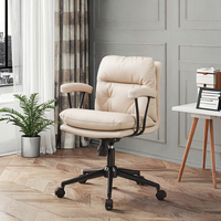 Chaise de bureau à commande pneumatique ergonomique avec design moderne en cuir véritable confortable pour le travail