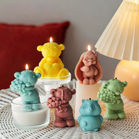 Moule en silicone Lapin, Ours, Panda pour bougies, décoration de Pâques, moules à cire animaux, outils de pâtisserie