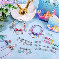 Kit de Fabricación de Pulseras con Dijes de Unicornio y Sirena para Adolescentes, 84 Piezas, Herramientas de Joyería, Cuentas de Resina, Aleación de Cobre, Juguetes para Hacer Joyería, para Todas las Temporadas