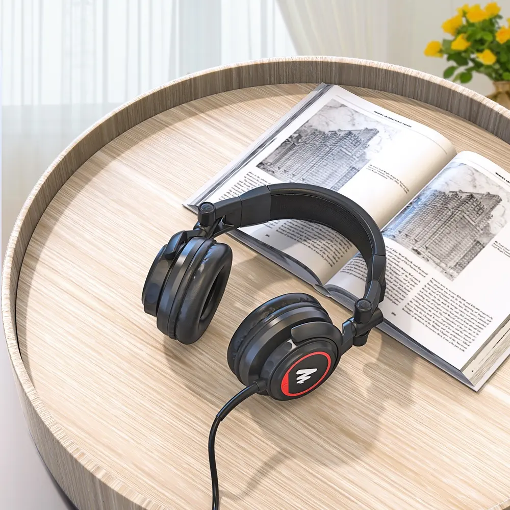 MAONO Headphone Over-Ear Rekaman Stereo Studio Profesional Earphone Monitor Musik Hifi Kabel 3.5Mm Headphone Lipat Tertutup