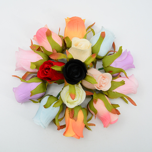 Piccolo fiore di seta artificiale rosa Bud vendita diretta della fabbrica di piccoli fiori testa di seta torta di stoffa decorazione artificiale piccolo bocciolo di rosa - Product Image 6