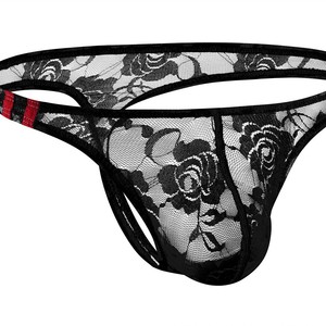 Slip Bikini Floreale in <span class=keywords><strong>Pizzo</strong></span> Trasparente da <span class=keywords><strong>Uomo</strong></span>, a Vita Bassa, con Sacchetto Sagomato, Traspirante, in Rete Trasparente, <span class=keywords><strong>Tanga</strong></span> a T-back - Product Image 5