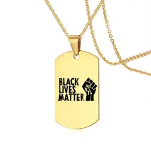 ジョージフロイドは公正のために戦う黒人の生活は重要です私は抗議金の男性女性のネックレスを呼吸することができません