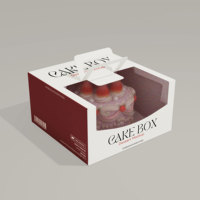Personalisierte Kuchen-Papierbox mit Klarsicht-PVC-Fenster Premium Bäckerei-Verpackung für Cupcake Donut Swiss Roll Macaroon Trägerbox