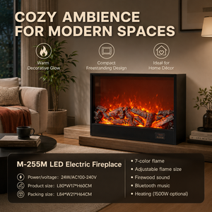 <span class=keywords><strong>Cheminée</strong></span> électrique avec écran LCD, écran vidéo LED, construction métallique, sans conduit <span class=keywords><strong>de</strong></span> fumée, utilisation intérieure pour la maison et l'hôtel, télécommande anglaise - Product Image 6