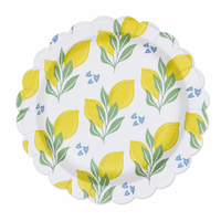 Assiettes en papier citron laminées, imperméables et résistantes à la graisse, jetables pour salades, fruits, barbecues, traiteur, vente en gros