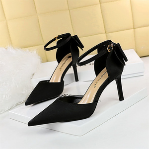 Sexy Back Bow Shoes Tacones Mujer Ankle Buckle Hollow Sandals Evening Party 8CM 10CM Stiletto Pumps High <b>Heels</b> for Women - Product Image 2