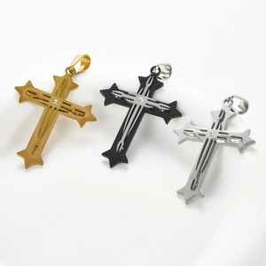 Pendentif croix chrétienne simple en acier inoxydable pour collier, pour femmes et hommes, couleur argent, or, noir, breloques de chaîne, bijoux hip hop, cadeaux - Product Image 5