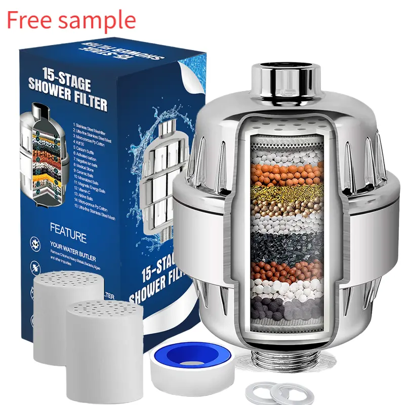 Free sample Softening Tap Hard System Head Heads Salt 15 Stages Multi-Stage Water Shower Filter