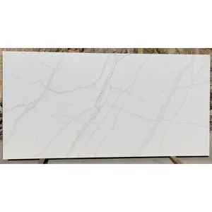 Artificial Calacatta White Quartz Stone Slabs Wholesale Price Marble Style For Bathroom Top Kitchen Countertop