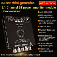 Module amplificateur Bluetooth WUZHI AUDIO HT21-3G de troisième génération 2.1 canaux TDA7498E avec subwoofer 160Wx2+220W