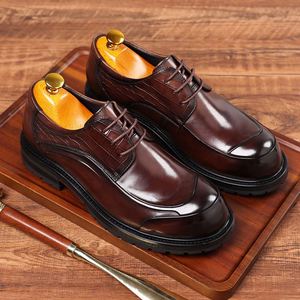 Round-toe Thick-soled Classic Oxford Dress <b>Shoes</b> <b>Height</b> <b>Increasing</b> Waterproof Anti-Slip Comfortable Men's Wedding Leather <b>Shoes</b> - Product Image 4