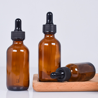 Cetakan layar botol Serum Perawatan Kulit 1oz 4 Oz 60ml 30ml Amber biru kaca bening penetes minyak esensial botol kaca Boston