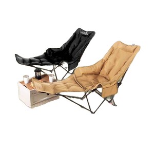Fauteuil inclinable pliable d'extérieur avec rembourrage en coton et repose-pieds pour le camping et le bureau - Product Image 2