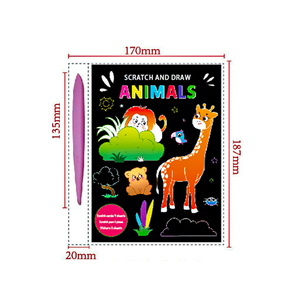 20225 çocuk hayvanlar DIY karikatür sevimli sihirli kağıt Scratch kitap çocuklar için renkli eğlenceli sanat kiti - Product Image 2