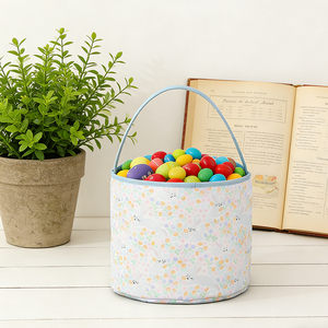 <span class=keywords><strong>Panier</strong></span> de Pâques en toile personnalisé imprimé en gros, motif floral de lapin, chasse aux œufs, sac fourre-tout avec poignée, paniers de Pâques - Product Image 5