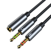Adaptateur combiné pour casque 3,5 mm, double mâle vers TRRS femelle, câble audio stéréo avec micro pour casque PC vers ordinateur portable ou téléphone