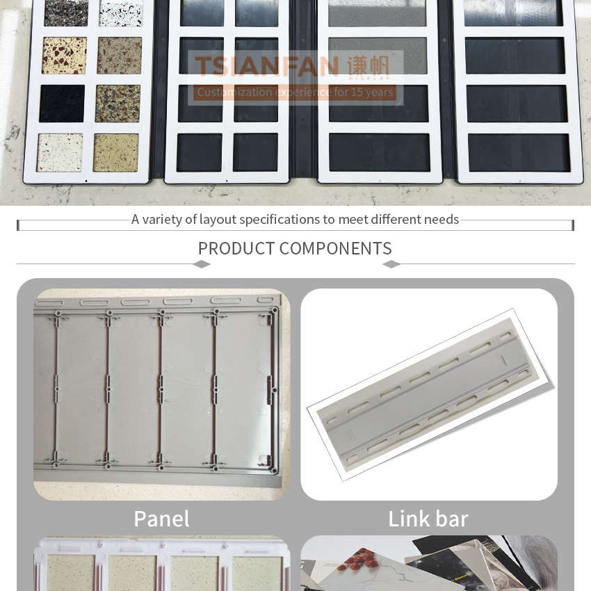 Tsianfan Portable Tile Specimen Catalog Showcase Plastic Ceramic Artificial Stone Sample Folder Quartz Display Book