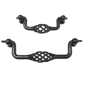 CX082 Black Antique Zinc Alloy Kitchen Cabinet Handles and Knobs Classical birdcage handle (Foshan Kosin Factory)