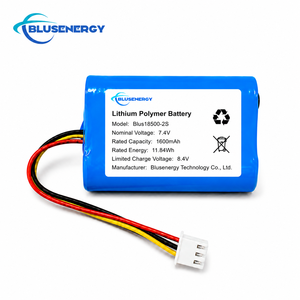 Paquete de baterías de polímero de litio personalizado 2S 7.4V 1600mAh 11.84Wh 18500‑2S con conector JST, batería recargable de iones de litio - Product Image 1