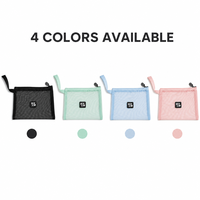 Pochette de toilette en nylon transparent avec logo personnalisé, couleur bonbon, filet en maille, fermeture éclair en silicone